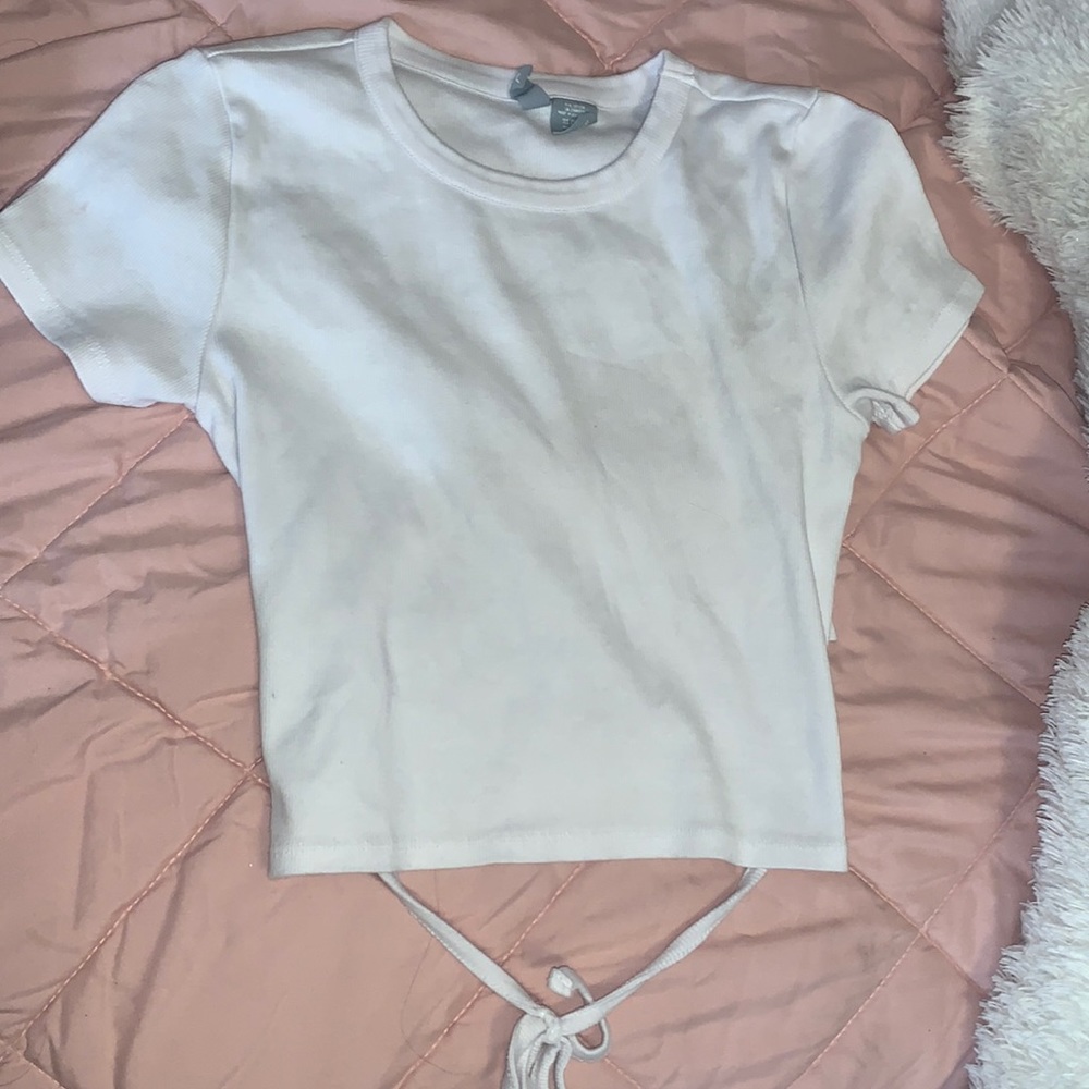 simple white top with a back tie